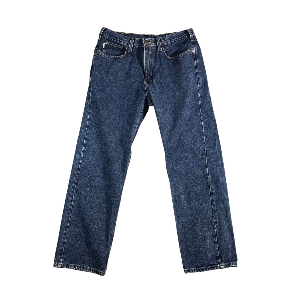 Carhartt B480 DVB Relaxed Fit Jeans Mens 36x32 Dark Wash Blue Denim Work Pants - Picture 1 of 9